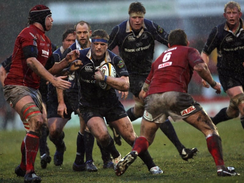 Jamie Heaslip powers through the Llanelli defence at Stradey Park this evening