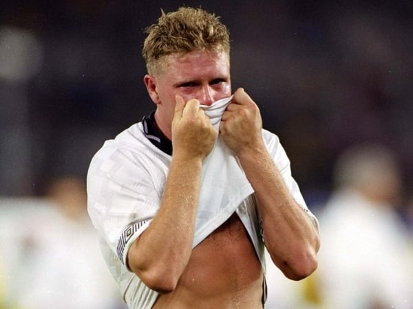 Paul Gascoigne famously cried during England's 1990 World Cup semi-final when Bobby Robson was manager