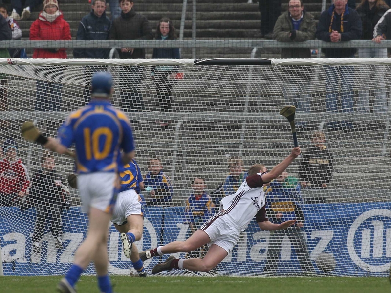 Willie Ryan rifles home a goal for Tipperary this afternoon
