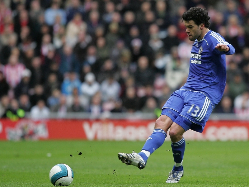 Michael Ballack's two goals put Chelsea level with Man United at the top