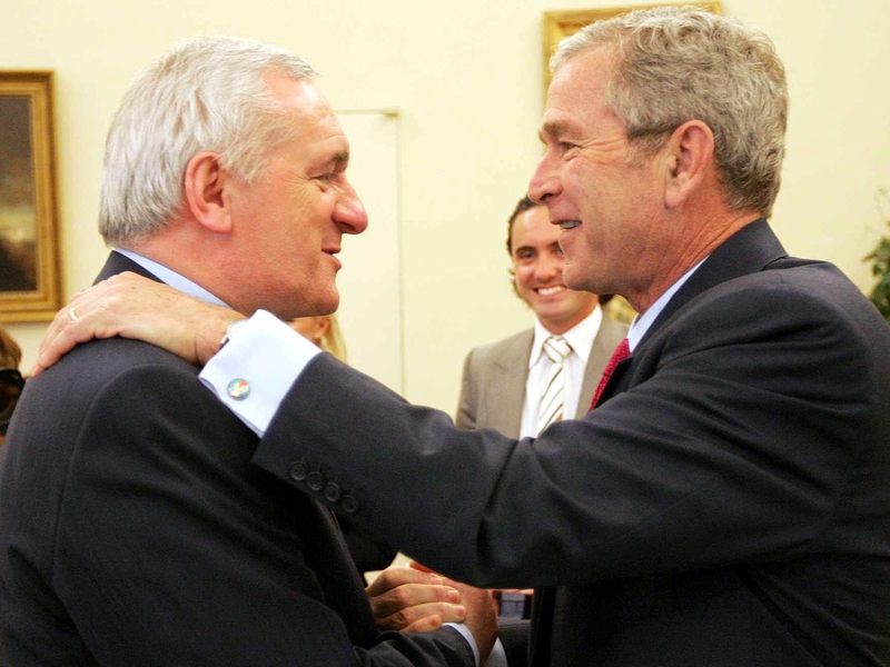 Bertie Ahern meets George W Bush in Washington following his address to Congress