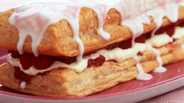 Strawberry and Basil Millefeuille, Crème Chantilly