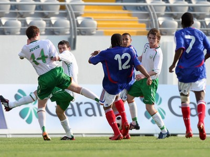 Alexandre Lacazette of France (12) scores the winning goal in injury time
