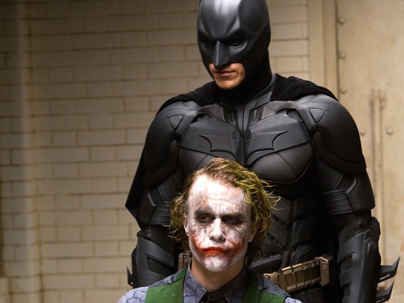 The Dark Knight - Ledger as the Joker with Christian Bale's Batman