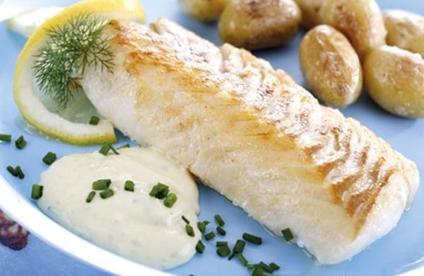 Grilled Cod with Potato Skins & Green Salad