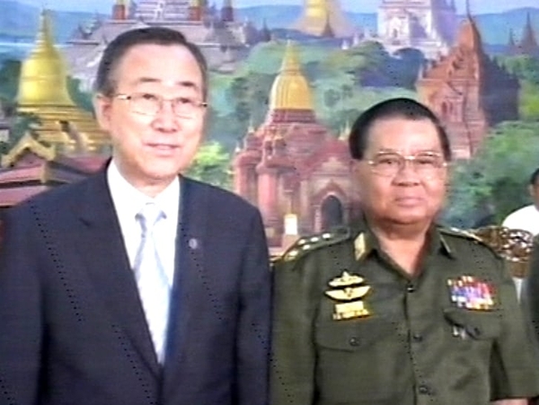 Ban &amp; Than Shwe - Burma to admit aid workers