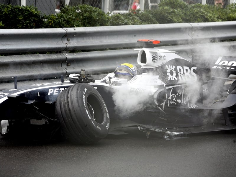 Nico Rosberg crashed three times around the slippery streets of Monaco