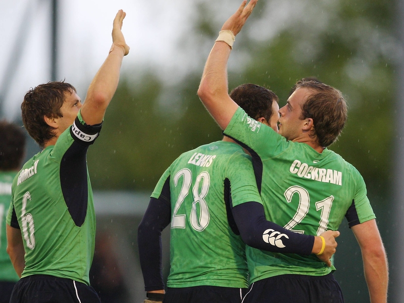 Tim Cockram celebrates scoring Ireland's second goal against Pakistan