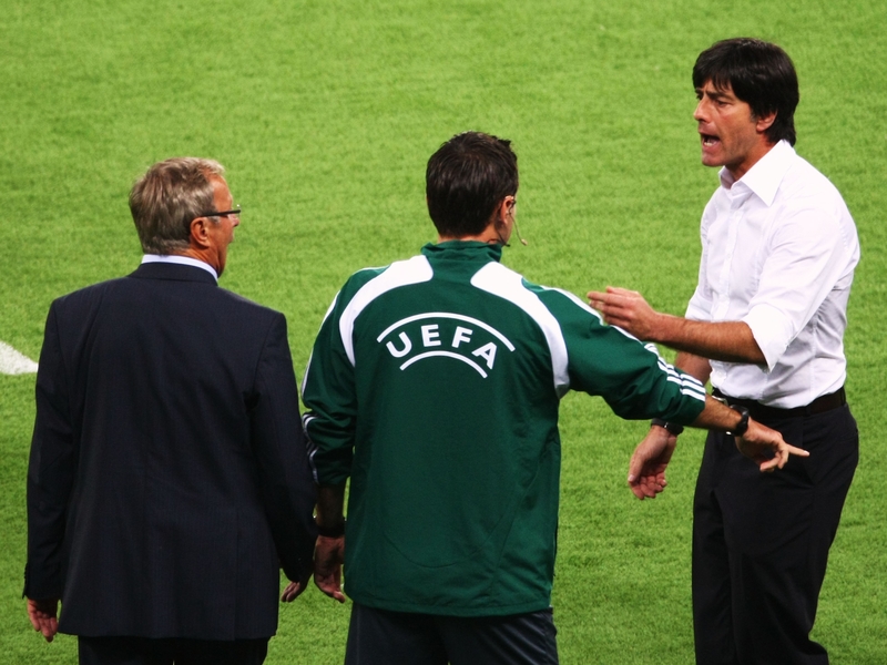 Joachim Low was forced to watch Germany v Portugal from the stands