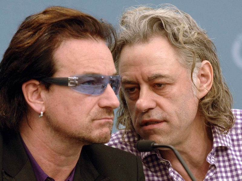 Bono and Geldof - Worked together on Live 8 in 2005
