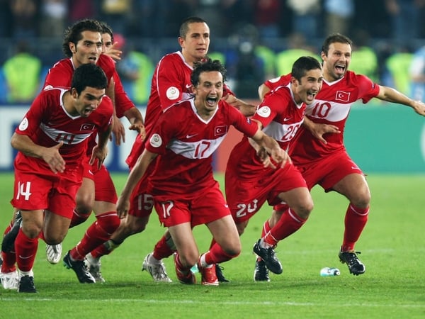 Turkey celebrate after their amazing win