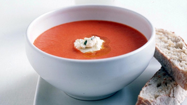 Thick Tomato And Garlic Soup With Fromage Frais