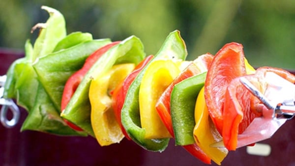 Vegetable and Tofu Kebabs with Spicy Peanut Sauce