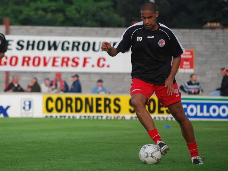 Sligo Rovers centre-back Mauro Almeida goes through his pre-match warm-up