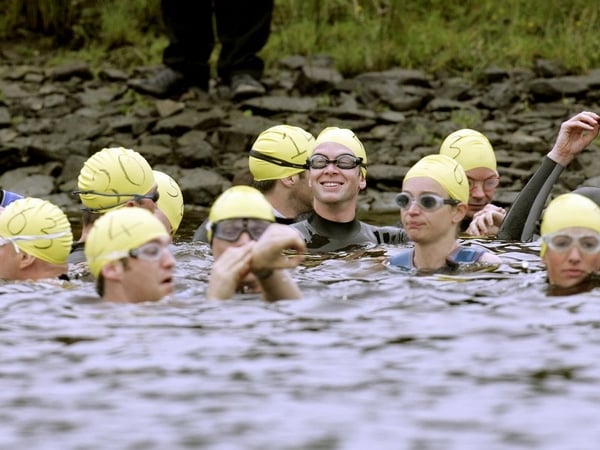 Olympic Triathletes swim for 1.5 km, cycle for 40 km and then run for 10km.