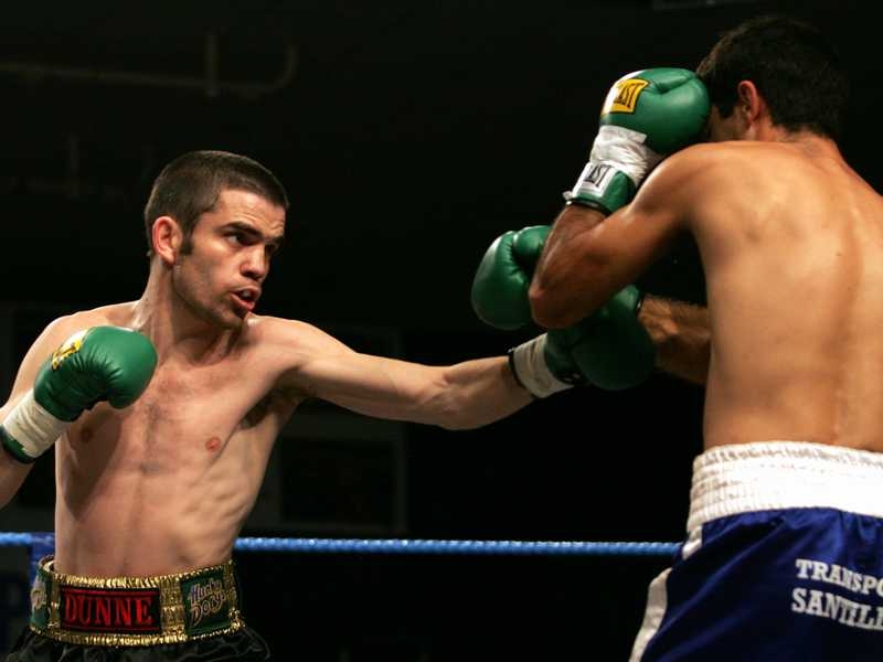 Bernard Dunne lands a left on Damian Marchiano at the National Stadium