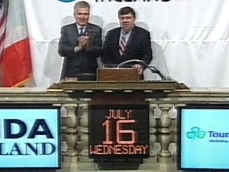 Brian Cowen - Taoiseach opens trading on wall Street