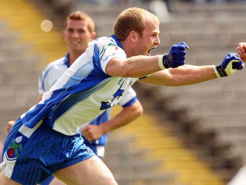 Monaghan's Dick Clerkin celebrates his crucial goal in Clones