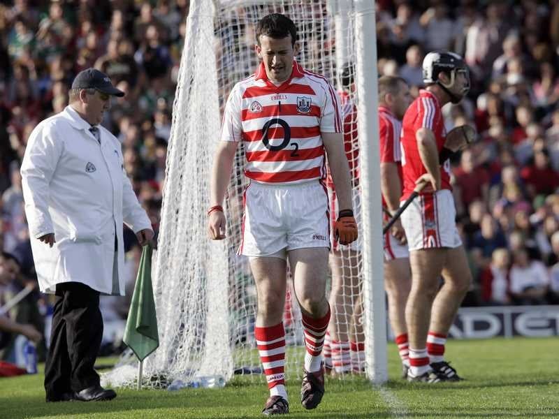 Dónal Óg Cusack walks to the dressing room after his first half dismissal