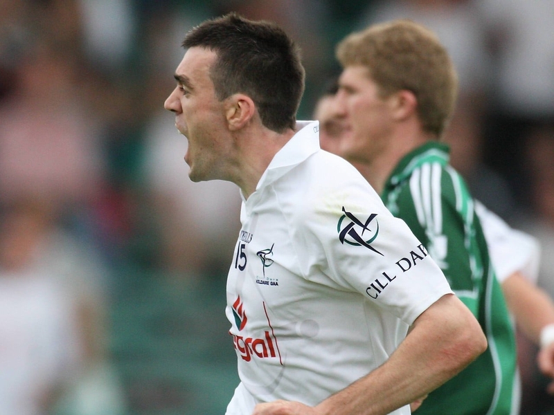 John Doyle celebrates scoring Kildare's goal