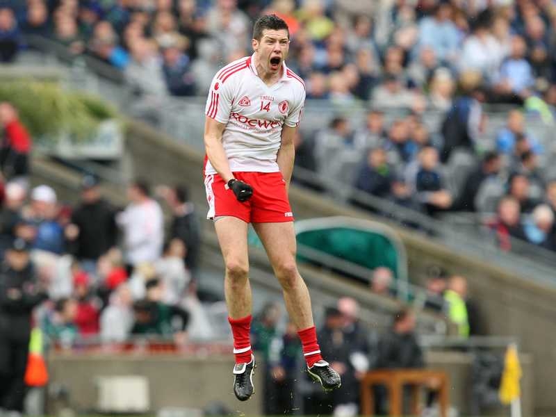 Sean Cavanagh celebrates his first half goal