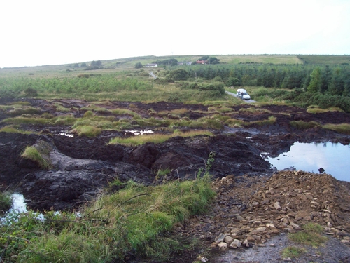 Landslide - 25 acres of bog moved last month