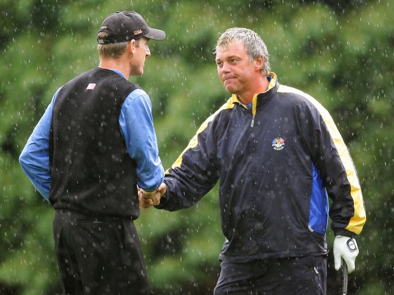 Darren Clarke picked up one of his three points in 2006 against Jim Furyk and Tiger Woods