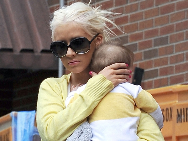 Aguilera with her baby son Max