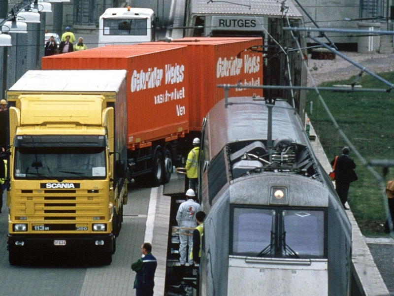 Channel Tunnel - Trucks emerge at Calais
