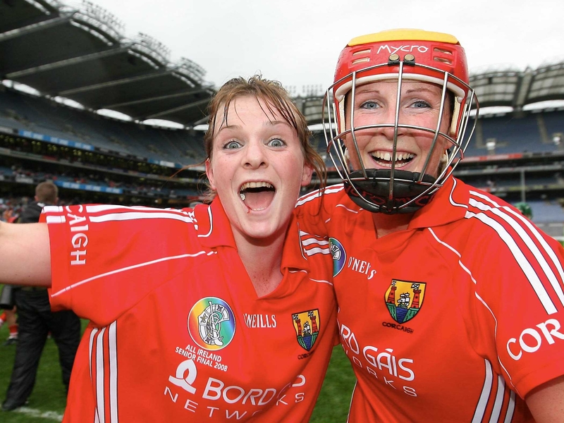 Briege Corkery and Sara Hayes of 2008 All-Ireland champions Cork