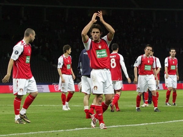 Ryan Guy and his St Pat's team-mates applaud the tremendous visiting fans following a brave but ultimately fruitless display