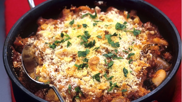 Cassoulet of Baked Beans, Confit Duck, Black Puddi