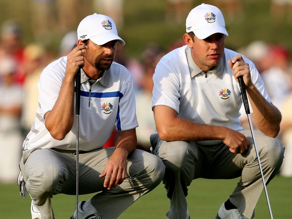 Sergio Garcia and Lee Westwood were dropped for Saturday's foursomes for the first time in their Ryder Cup careers