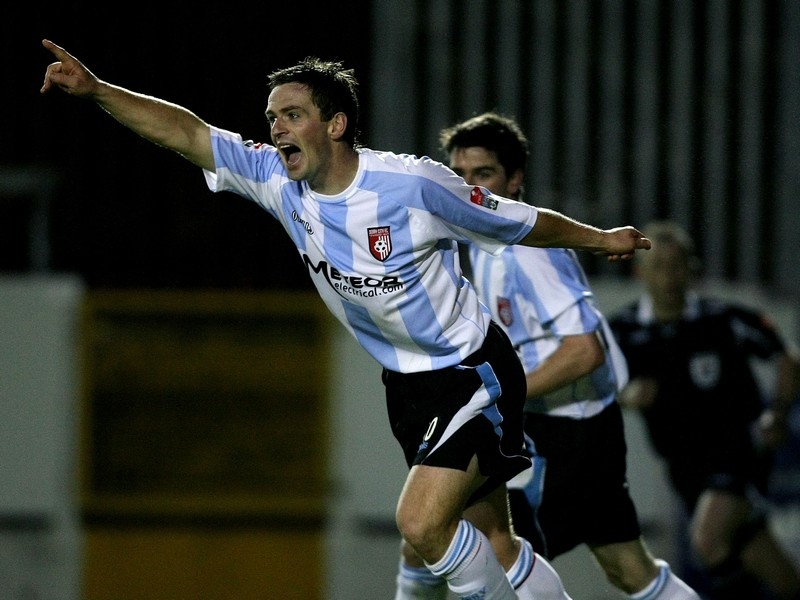Kevin McHugh celebrates the game's only goal