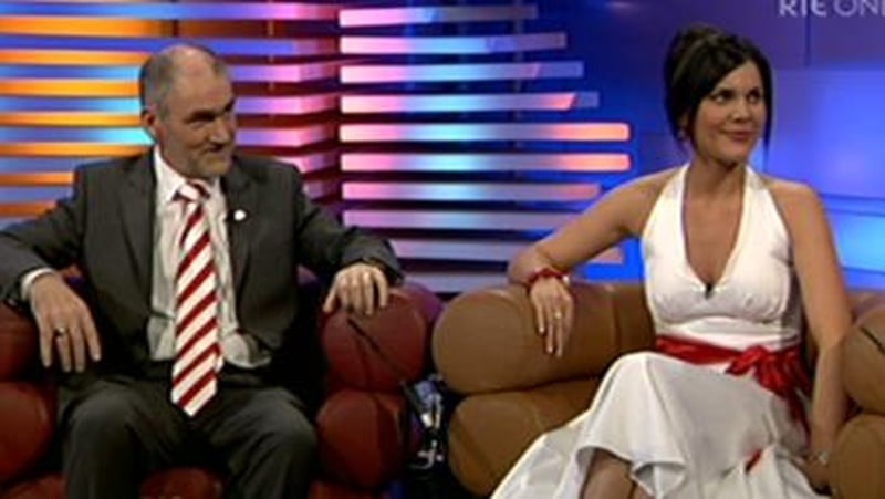 Michaela McAreavey pictured with her father Mickey on the Late Late Show in 2008