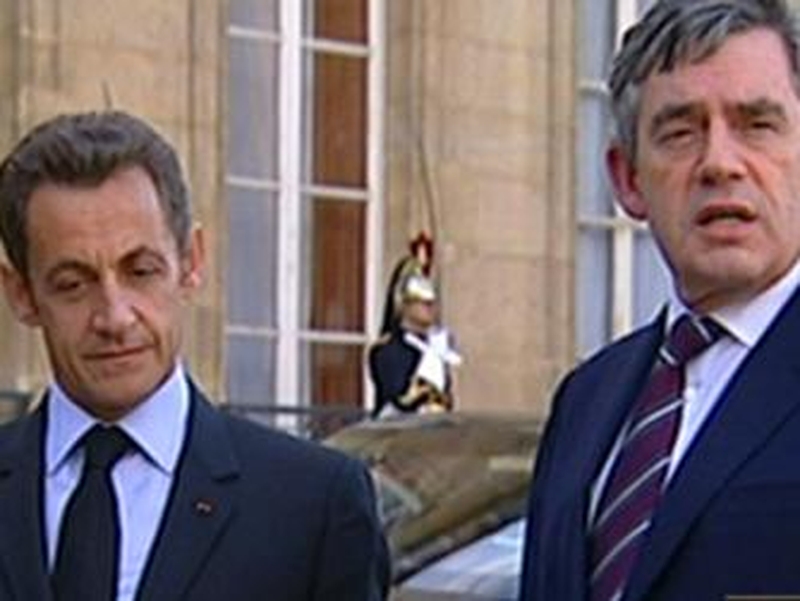 Sarkozy &amp; Brown - French president Nicolas Sarkozy with British prime minister Gordon Brown