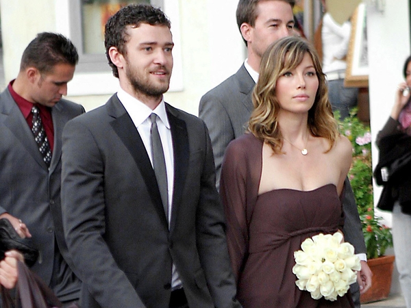 Timberlake and Biel at a friend's wedding