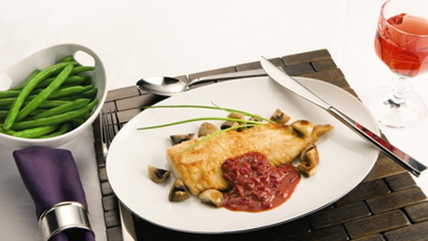 Aldi's Haddock with Red Onion Sauce & Sautéed Mush