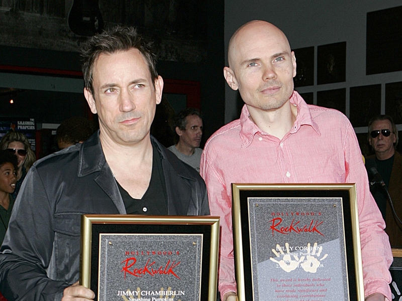 Smashing Pumpkins drummer Jimmy Chamberlin (l) and Corgan - Recently inducted into Hollywood's Rock Walk
