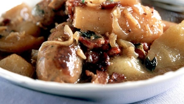 Homemade Italian Sausage with Three Bean Apple Rag