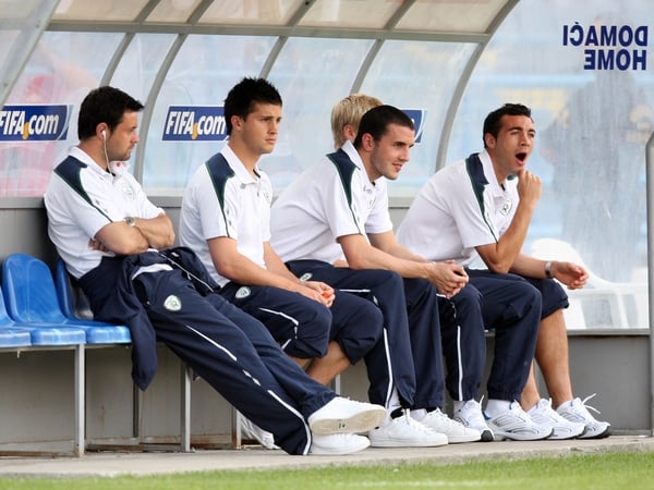Andy Reid (far left) has been a peripheral figure for Ireland under Trapattoni