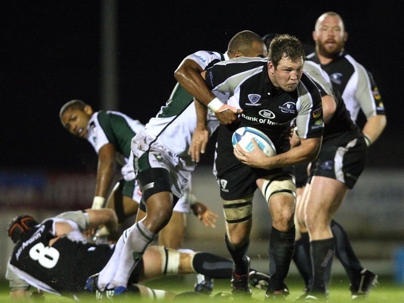 Connacht's Michael Swift and Sailosi Tagicakibau of London Irish
