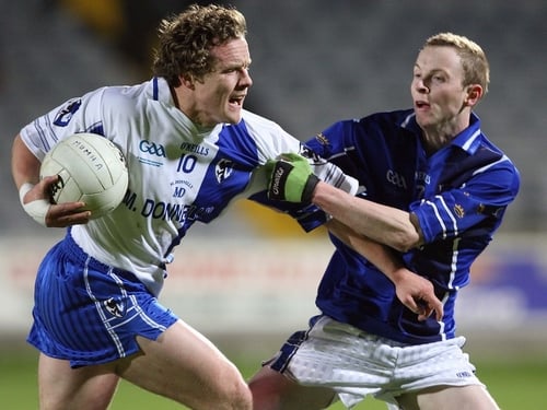 Tomas O'Gorman of Munster and Connacht's Andy Moran clash in Portlaoise tonight