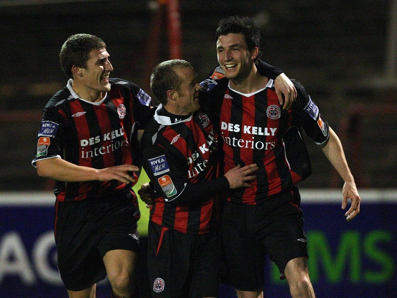 Killian Brennan is congratulated on scoring the second goal