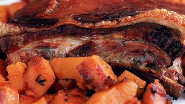 Roast Pork Chops with Devils of horseback, Roasted