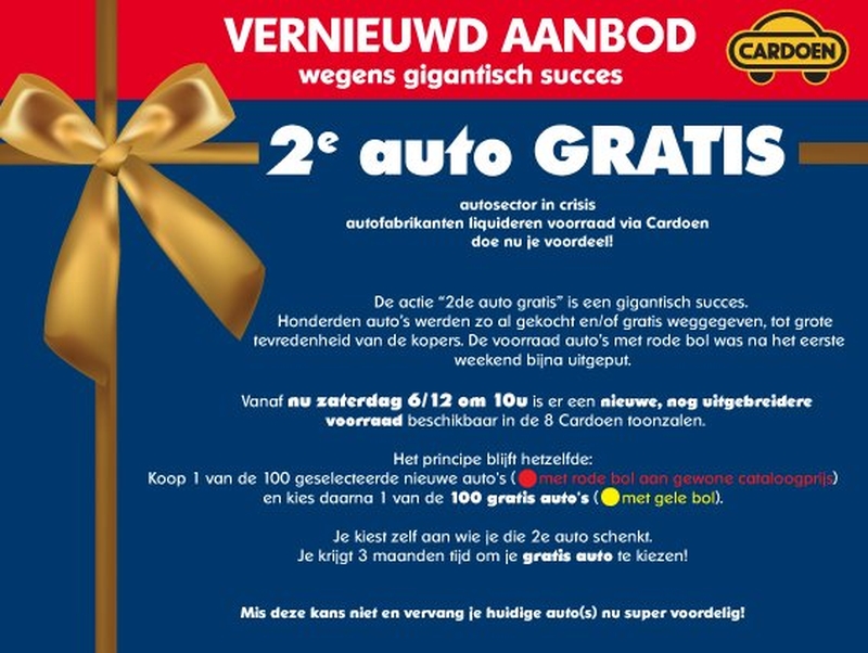 Cardoen - Buy one, get one free deal is meant to relieve the overstock of cars in Europe