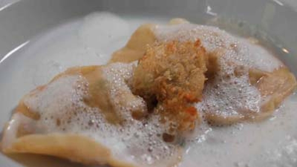Lobster And Scallop Ravioli With Deep-Fried Breade