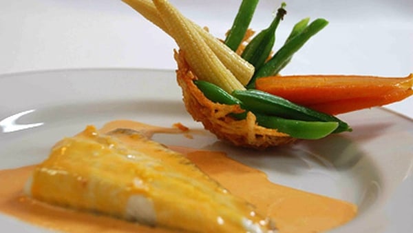 Turbot with Champagne and Chorizo Sauce