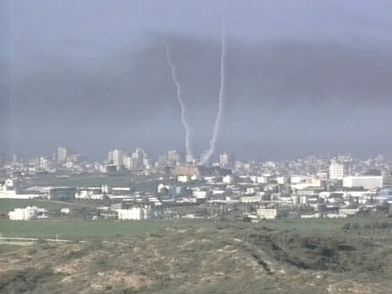 Gaza - Two rockets being fired