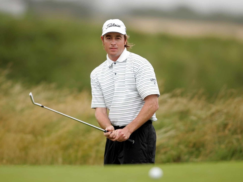 Brett Rumford in action at the 2004 Open at Baltray